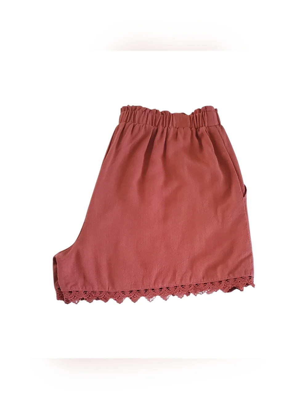 Emery Rose Terracotta Linen Shorts Paperbag Waist Pockets 4" Inseam Size XL NWT - Picture 5 of 7